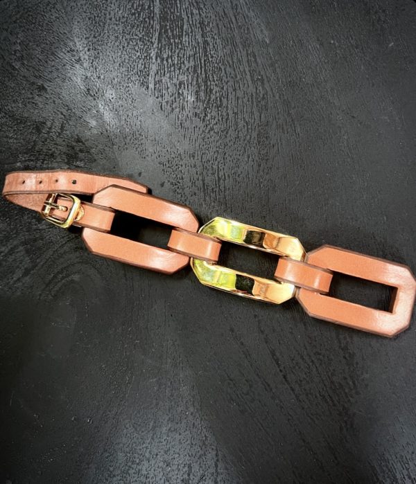 Bracelet cuir et plaqué or CXC – Image 3