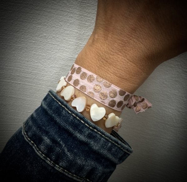 Bracelet élastique rose à pois – Image 2