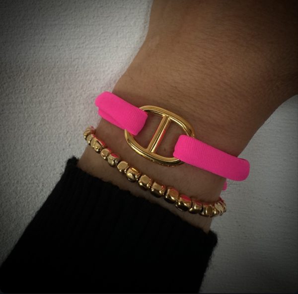 Bracelet Fizz plaqué or bouée - rose fluo – Image 2