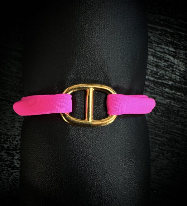 Bracelet Fizz plaqué or bouée - rose fluo