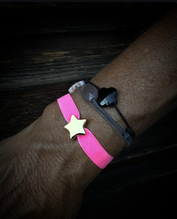 Bracelet velours étoile rose – Image 3