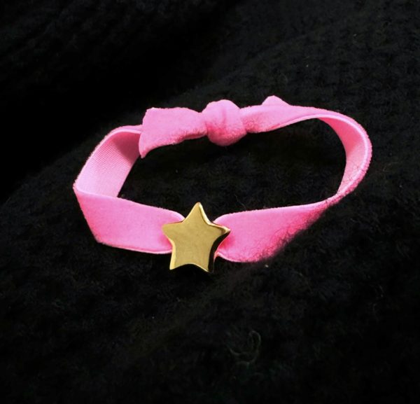 Bracelet velours étoile rose – Image 2