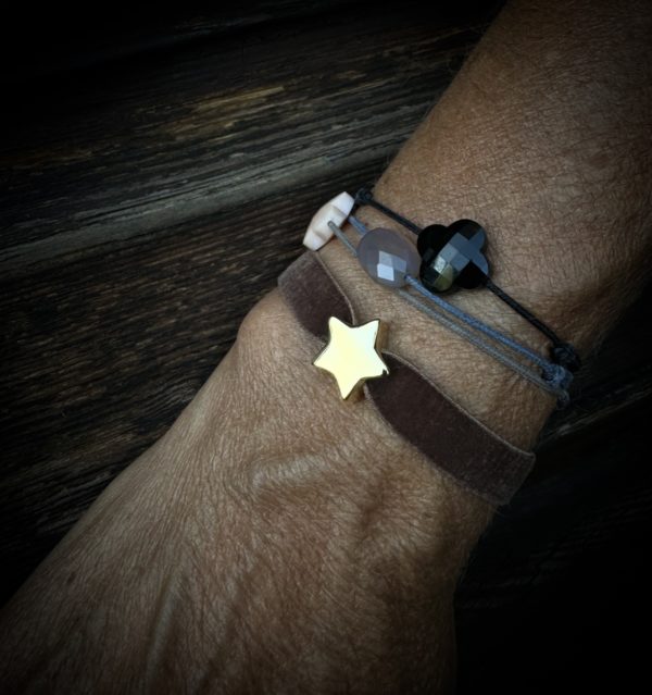 Bracelet velours étoile marron – Image 3