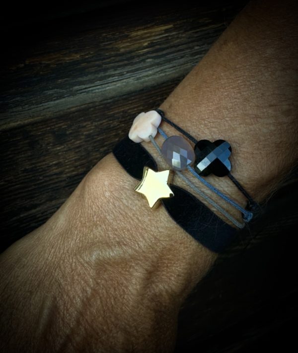 Bracelet velours étoile noir – Image 3
