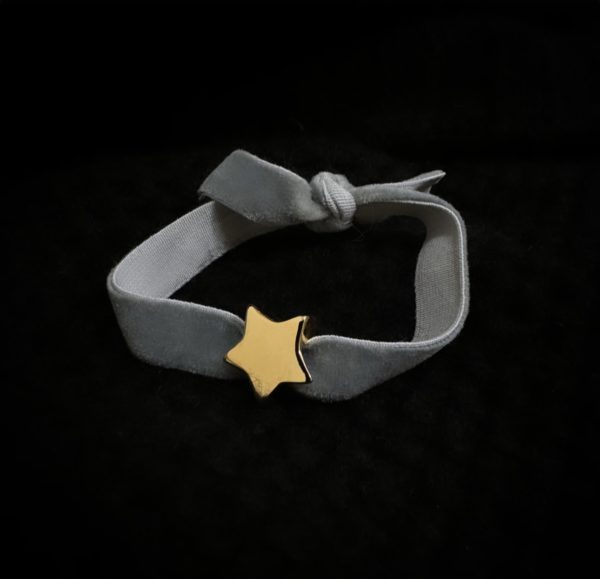 Bracelet velours étoile gris – Image 2