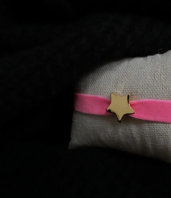 Bracelet velours étoile rose