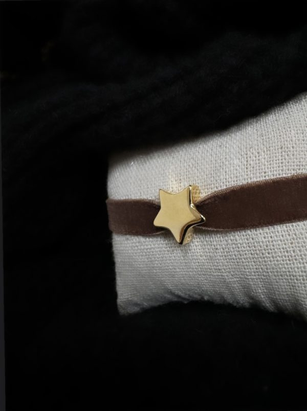 Bracelet velours étoile marron