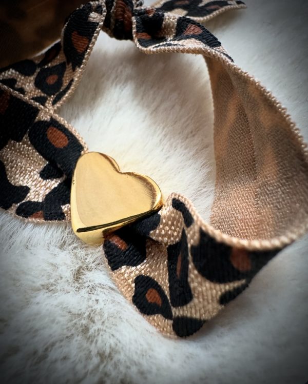 Bracelet ruban léopard coeur – Image 2