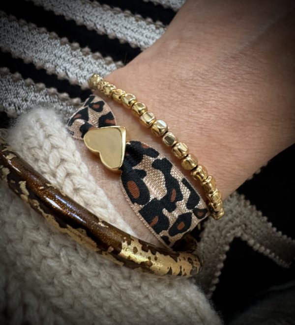 Bracelet ruban léopard coeur – Image 3
