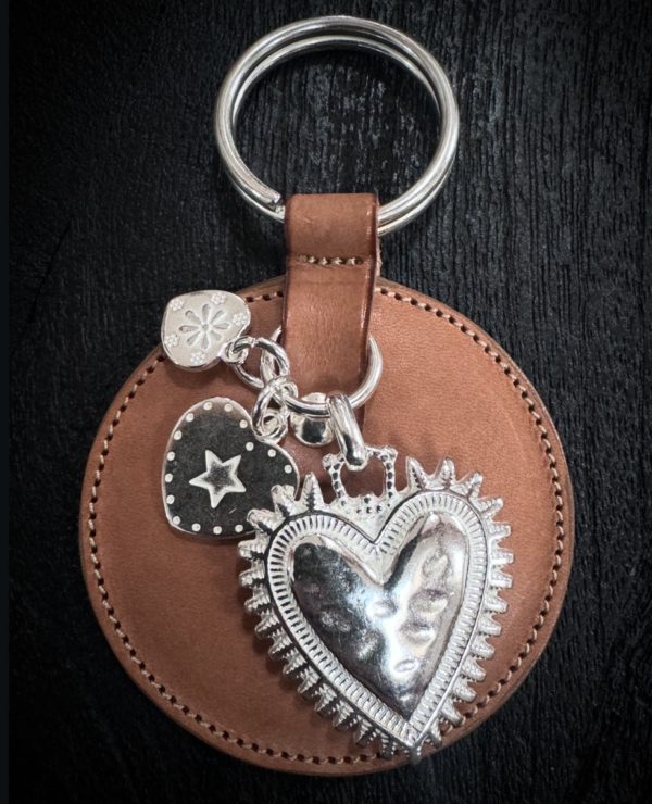 Porte-clés 3 coeurs et cuir – Image 6