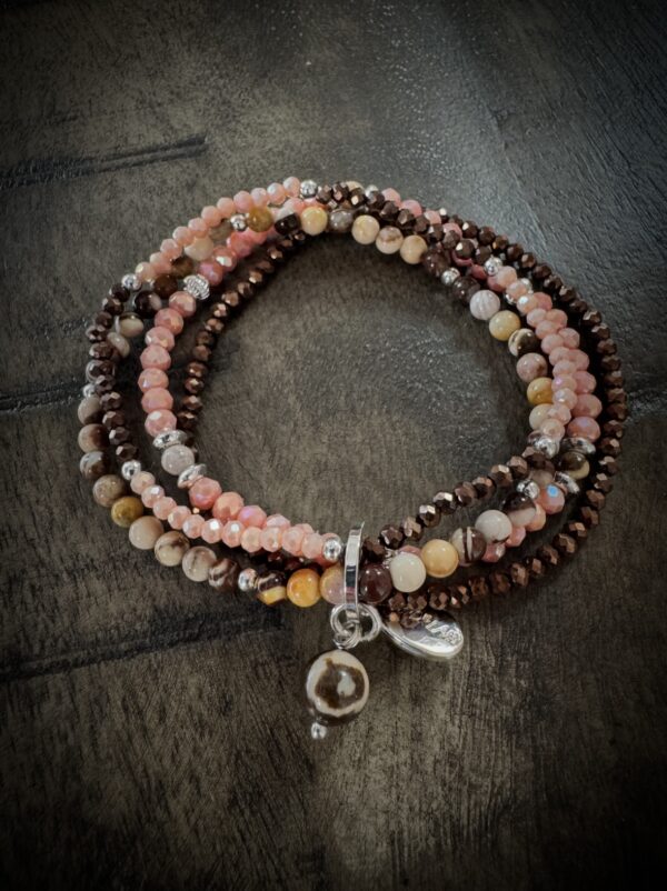 Set de 4 bracelets - marron et rose